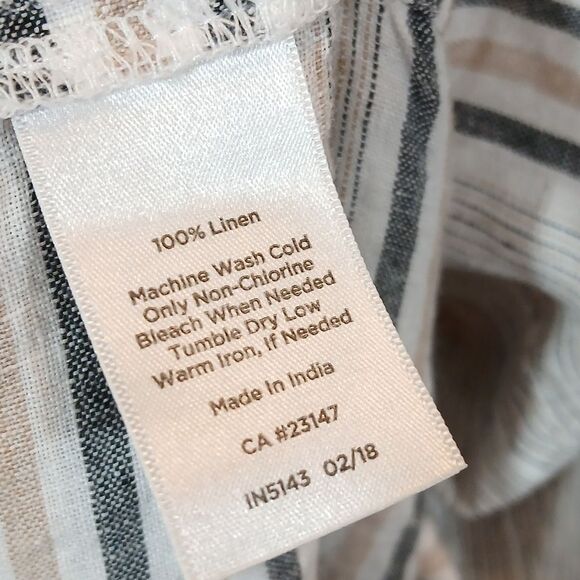 Talbots 100% Linen Stripe V Neck Top - Picture 5 of 9